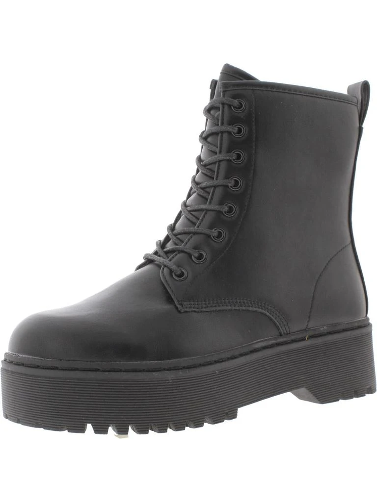 C&C California Lucie Womens Faux Leather Lug Sole Combat & Lace-up Boots 1