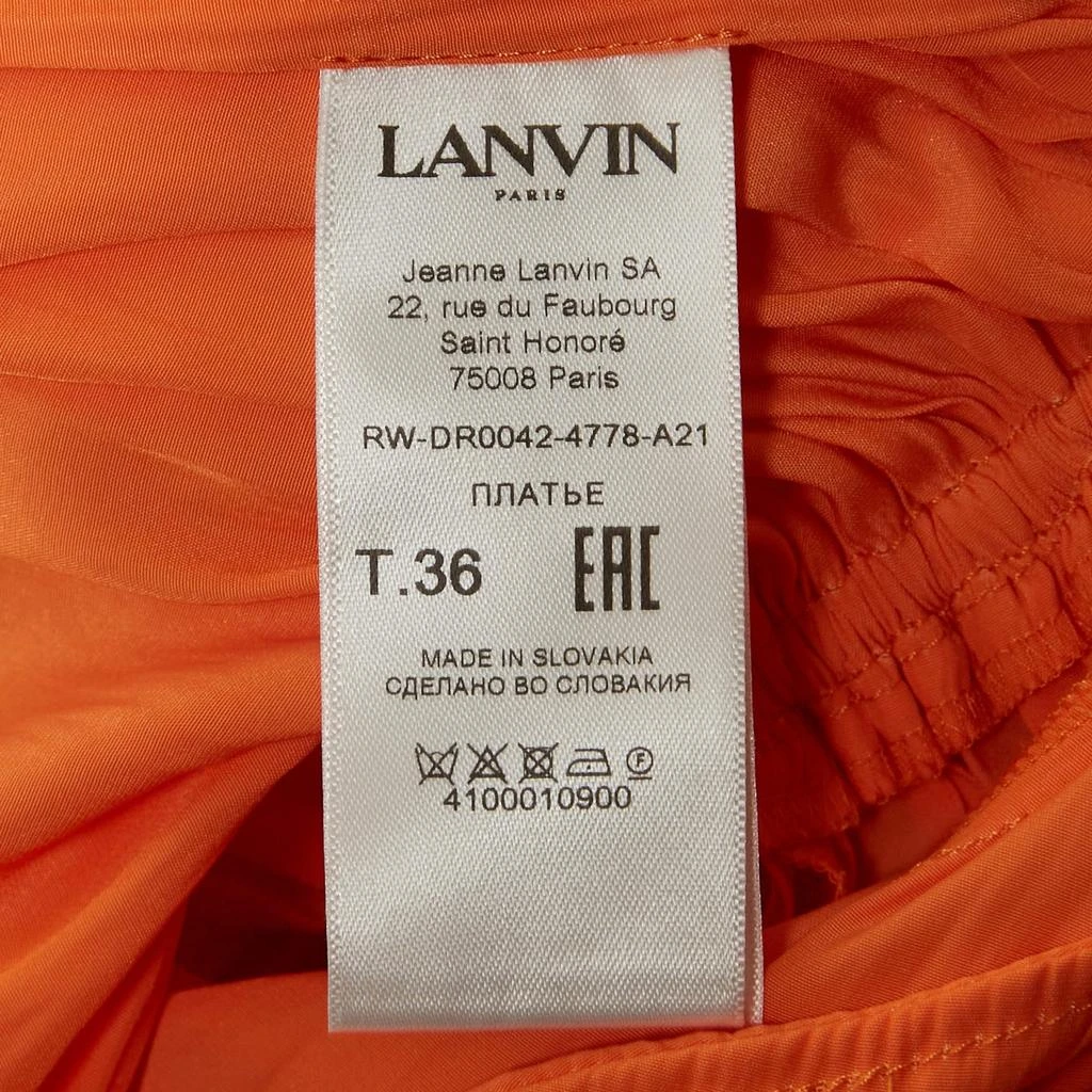 Lanvin Lanvin Orange Crepe Ruffled Cape Style Charmeuse Midi Dress S 5