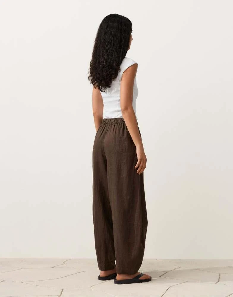 OYSHO OYSHO 100% linen balloon trousers in brown 3