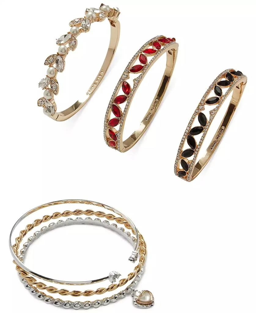 Anne Klein Silver-Tone Pavé 
Navette Color Crystal Open Bangle Bracelet 2