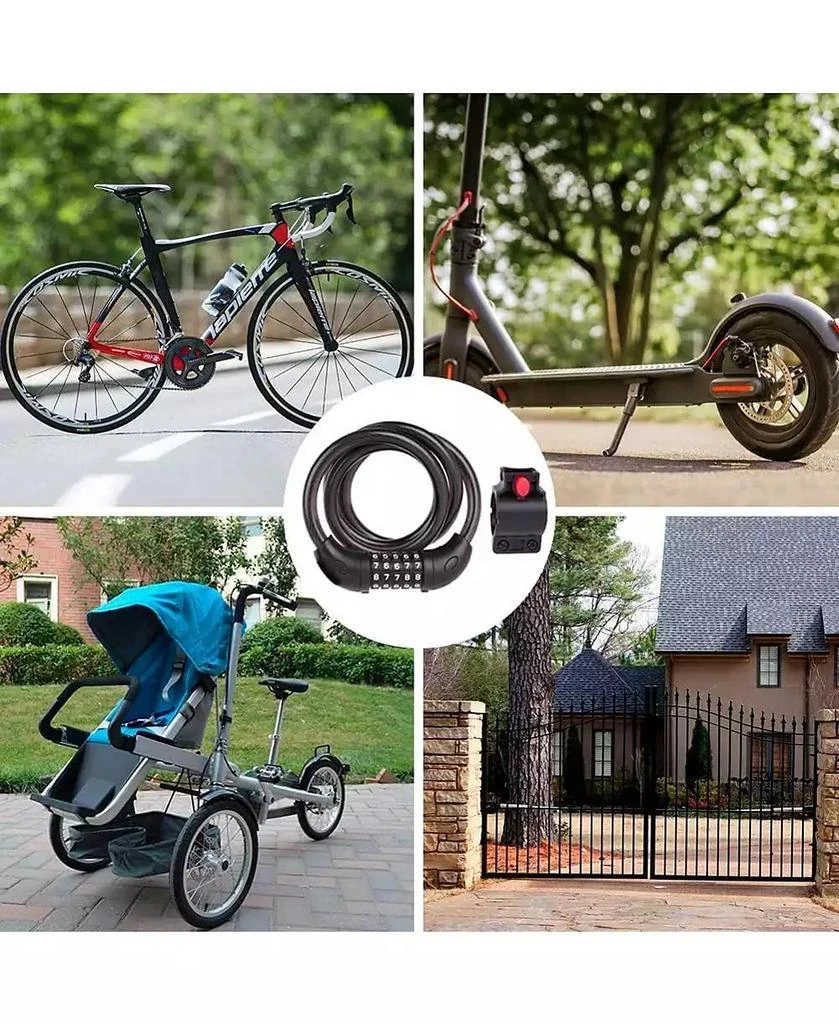 BATFOX Bike Lock, 5.6 Ft Bicycle Cable, High Security 5 Digit Resettable Combination Coiling Bike Lock, Ultra-Strong Anti Theft Cable with Bracket 5