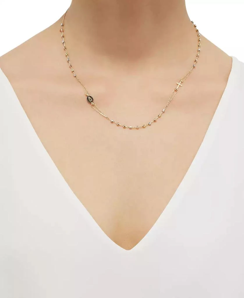 Macy's Cross & Medallion 17-1/2" Rosary Necklace in 10k Tricolor Gold 2