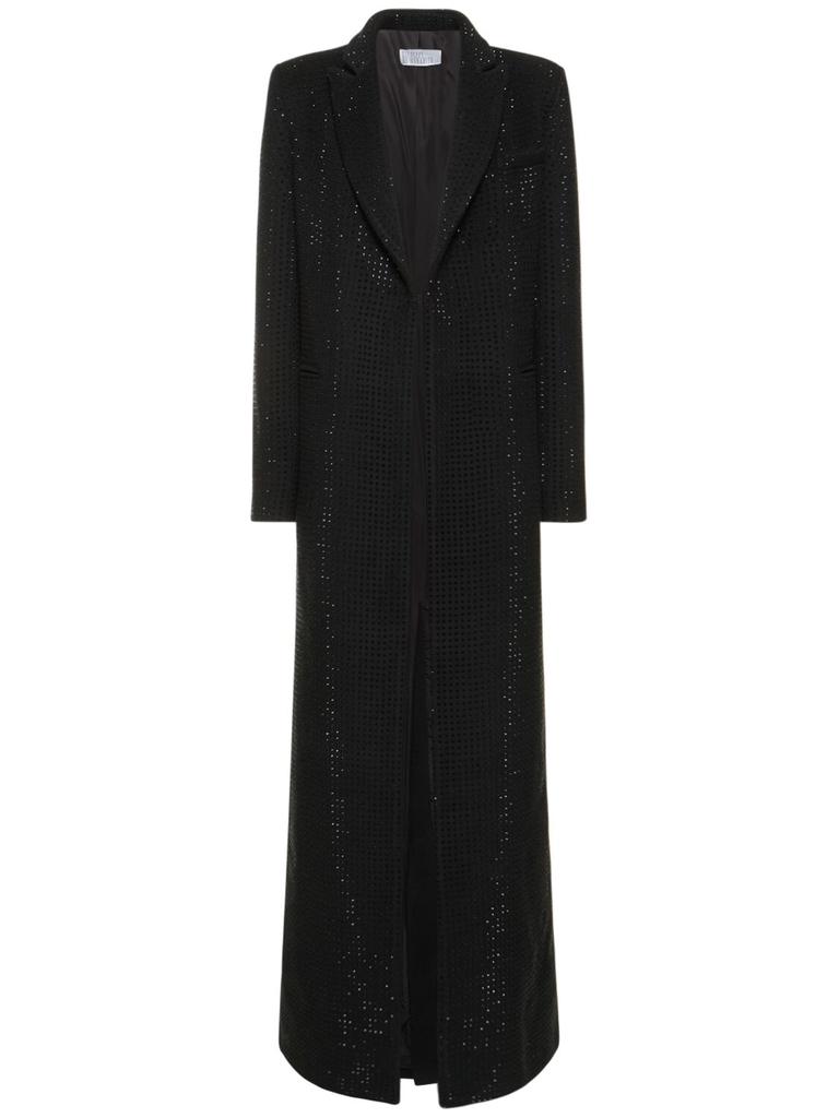 GIUSEPPE DI MORABITO Embellished Wool Blend Long Coat