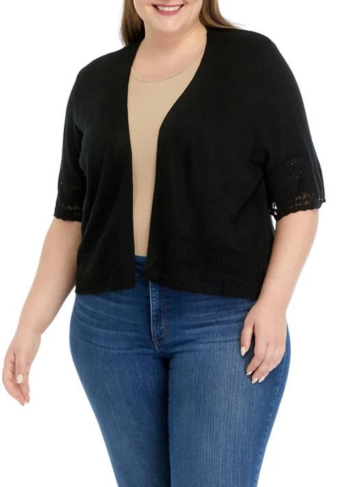 Robbie Bee Bee Plus Size Elbow Sleeve Square Solid Shrug 1