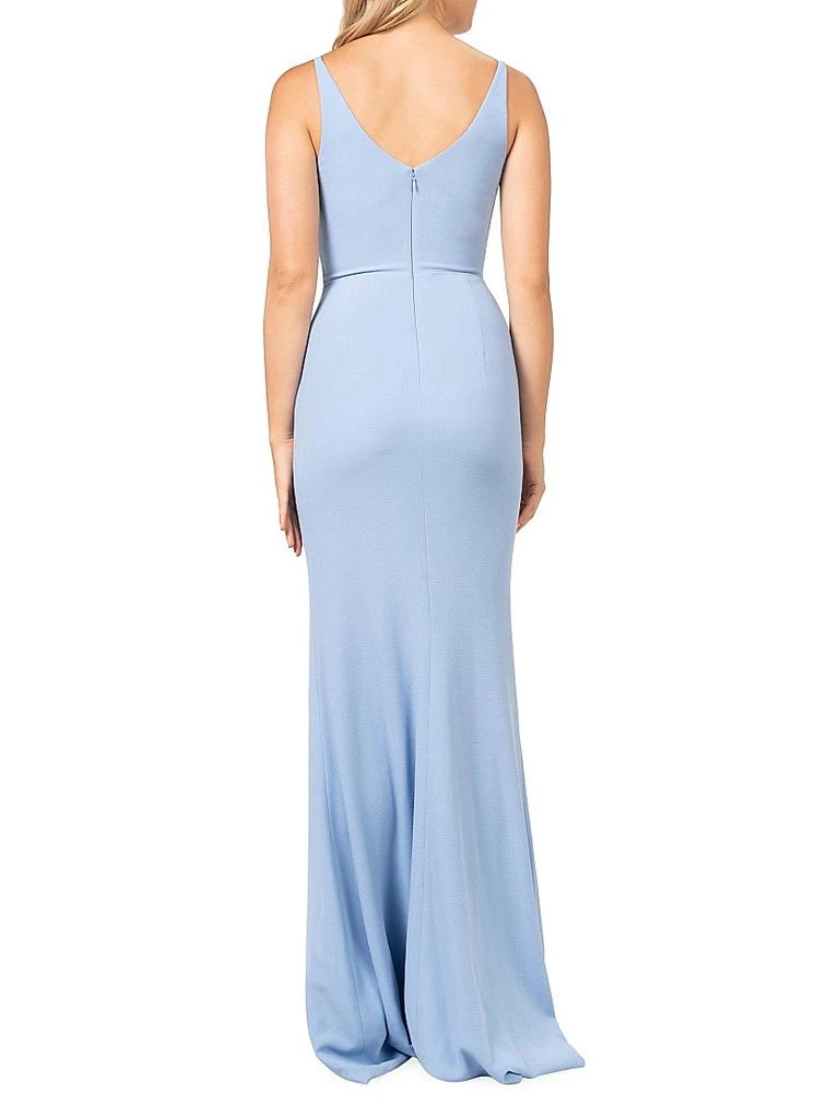 dress the population jordan v neck Dress The Population Jordan Plunge Neck Gown - BURGUNDY