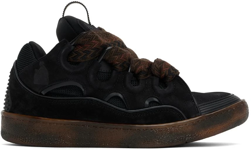 Lanvin Black Leather Curb Sneakers 1