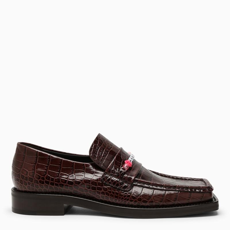 Martine Rose Brown crocodile-effect moccasin with beads