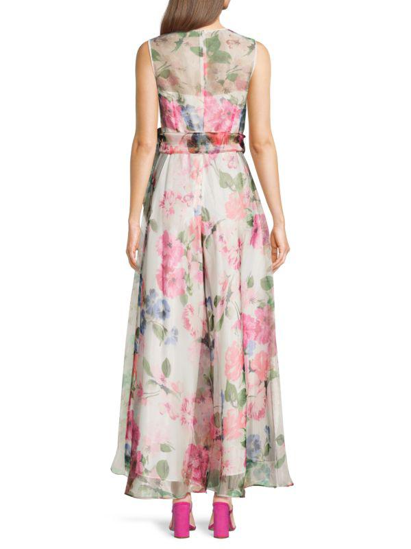 Eliza J Floral Wide Leg Organza Jumpsuit