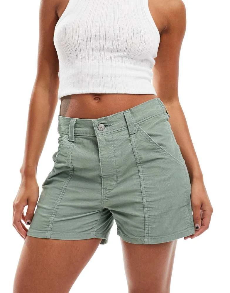 Levi's Levi's lightweight cord carpenter shorts in green 1