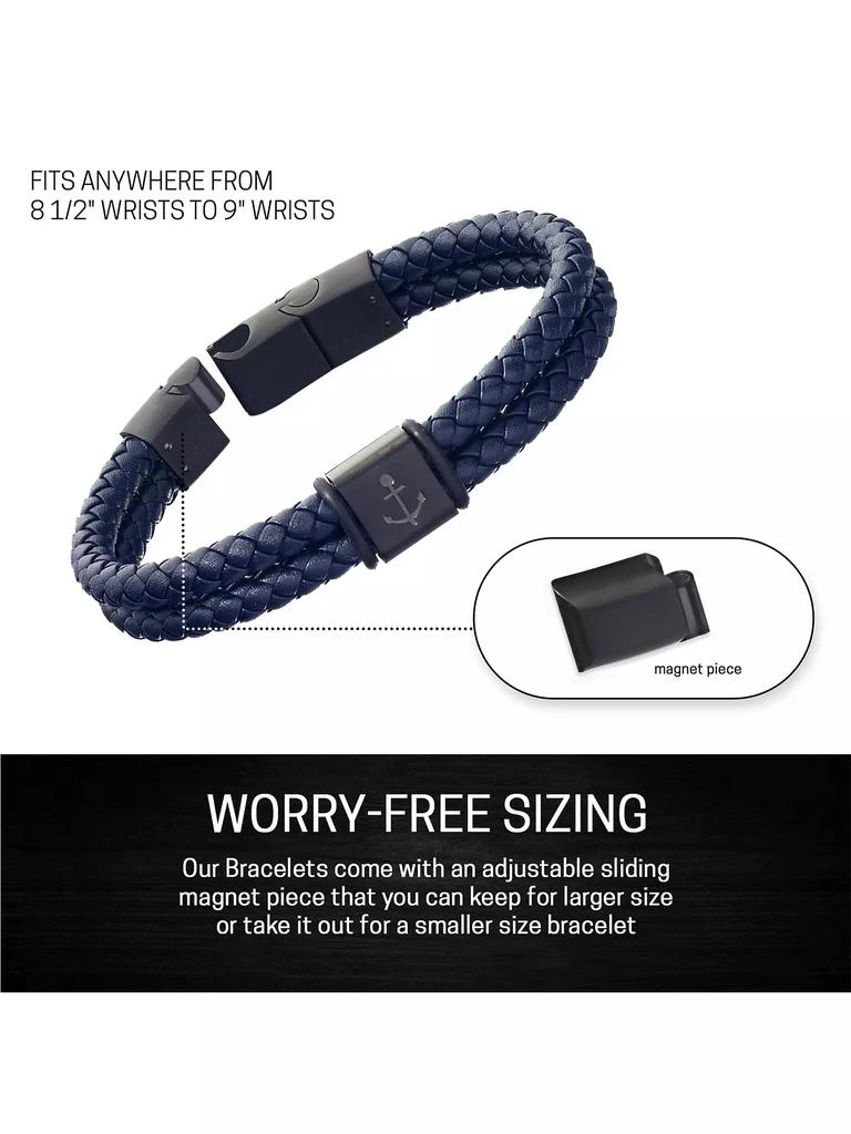 LINK UP Anchor Stainless Steel & Braided Leather Bracelet 2