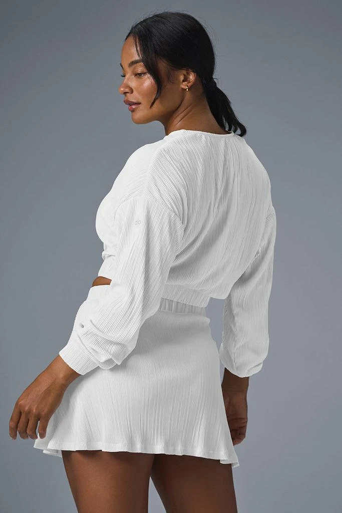 Alo Cropped Micro Plisse Jacket - White 4