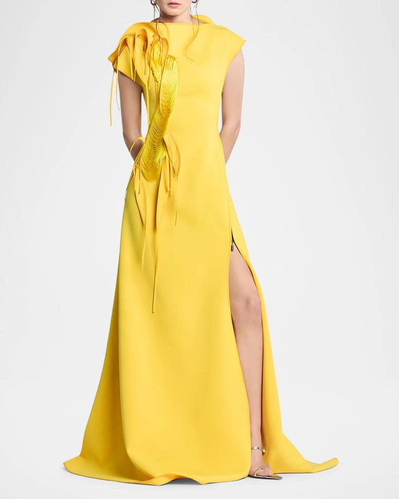 Maticevski Alena Fringe Applique Slit Gown 2