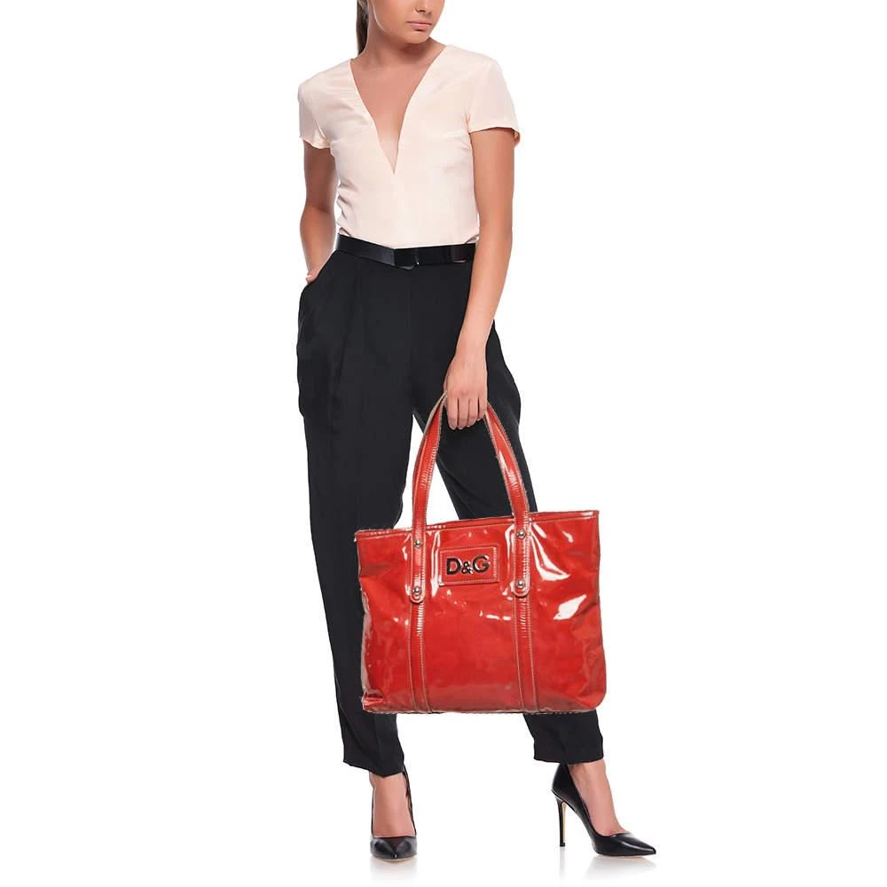 Dolce & Gabbana D&G Red Patent Leather Estelle Tote 2