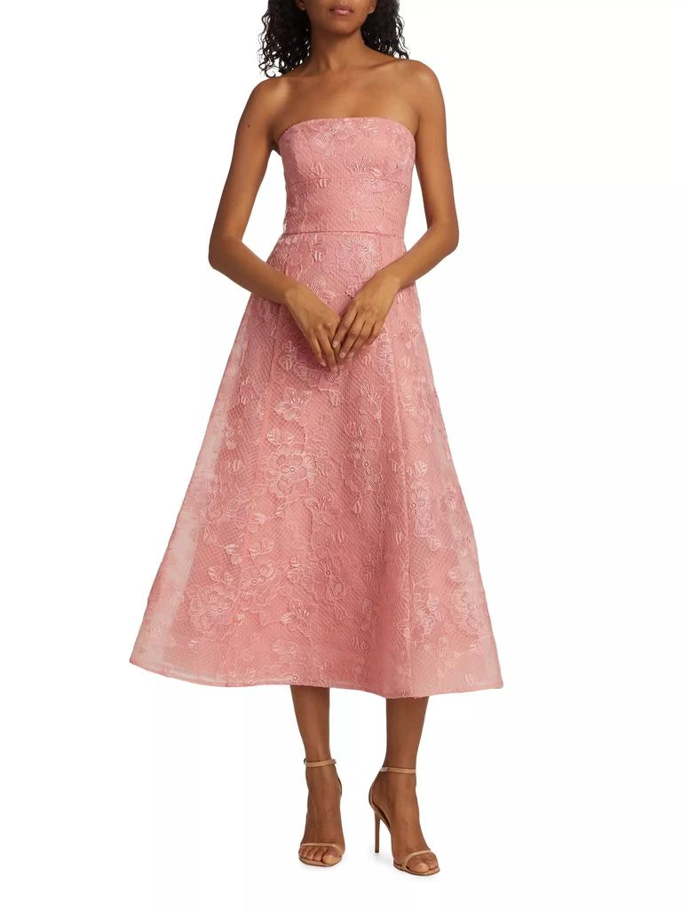 Monique Lhuillier Louisa Lace Strapless Cocktail Dress 2
