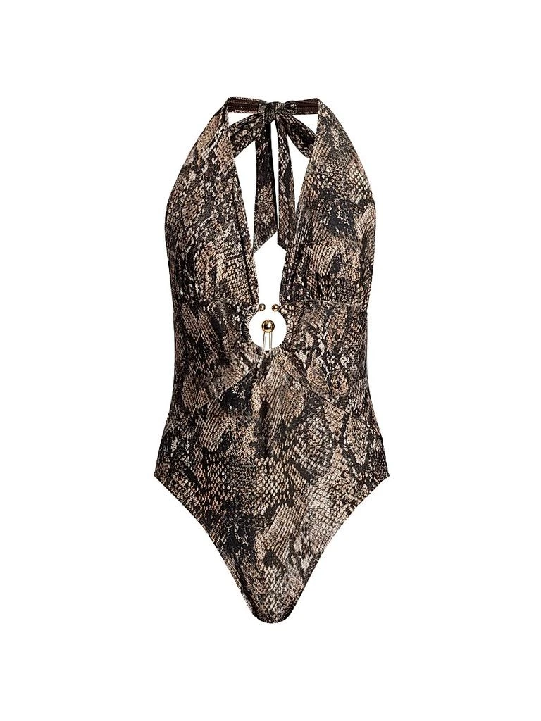Kobi Halperin Nesya Snakeprint Hardware One-Piece Swimsuit