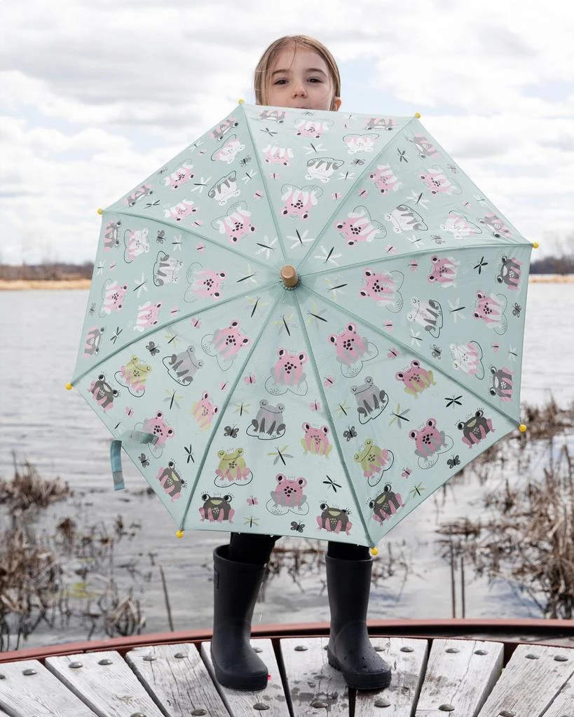 Deux par Deux Color-Changing Umbrella Green Frog Print 2