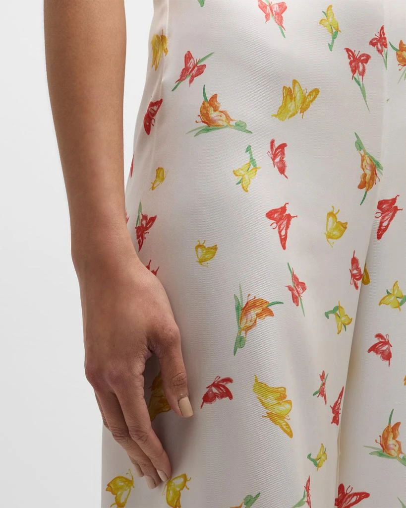 Hellessy Luc High-Rise Butterfly-Print Wide-Leg Silk Palazzo Pants 4