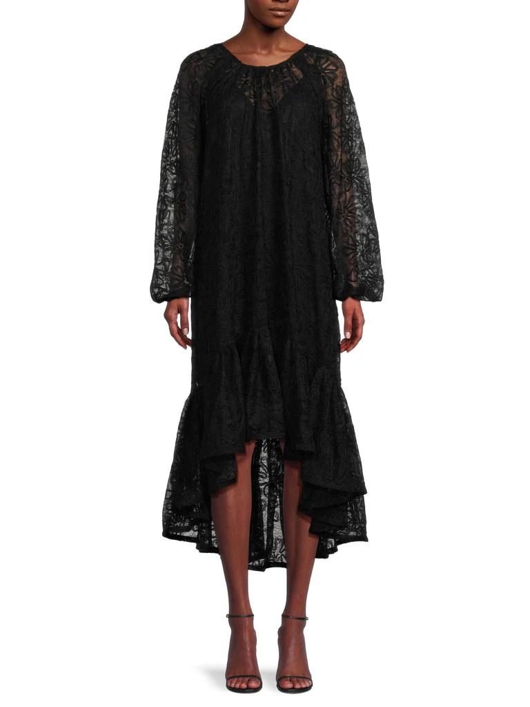 gold lace dress with sleeves Rose Gold Long Sleeve Lace Up Sequined Maxi Dress main image 0