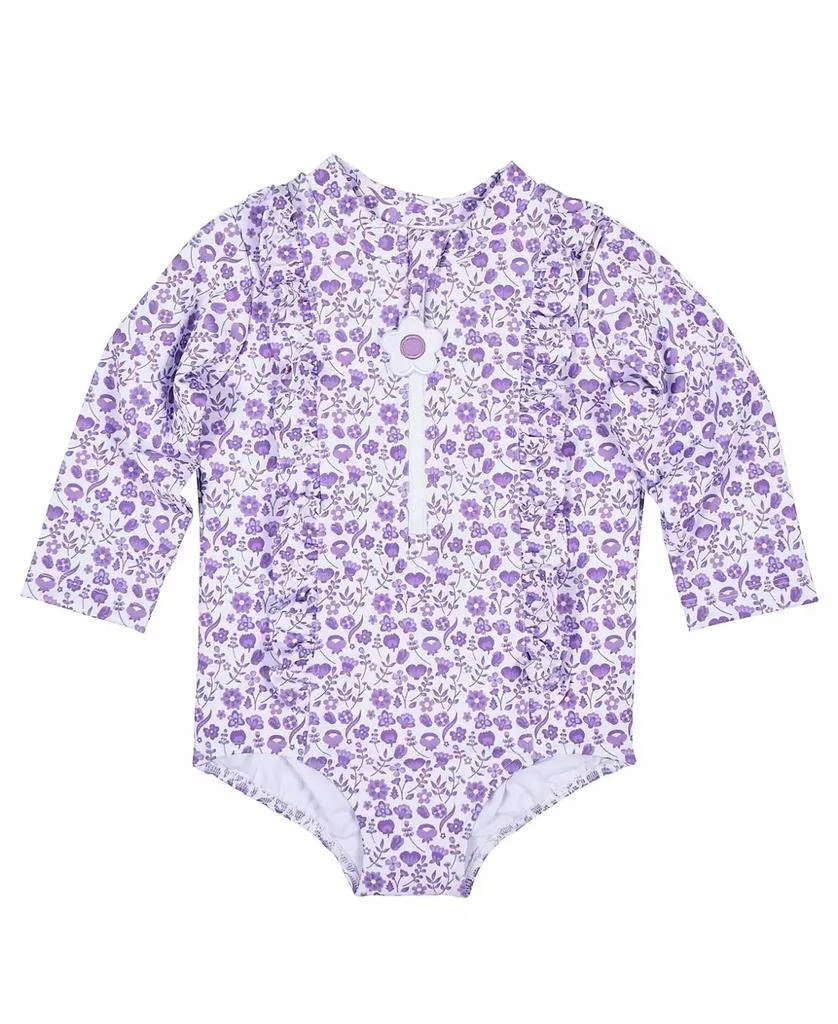 Florence Eiseman Baby Girl Floral Print One Piece Rashguard with Ruffles
