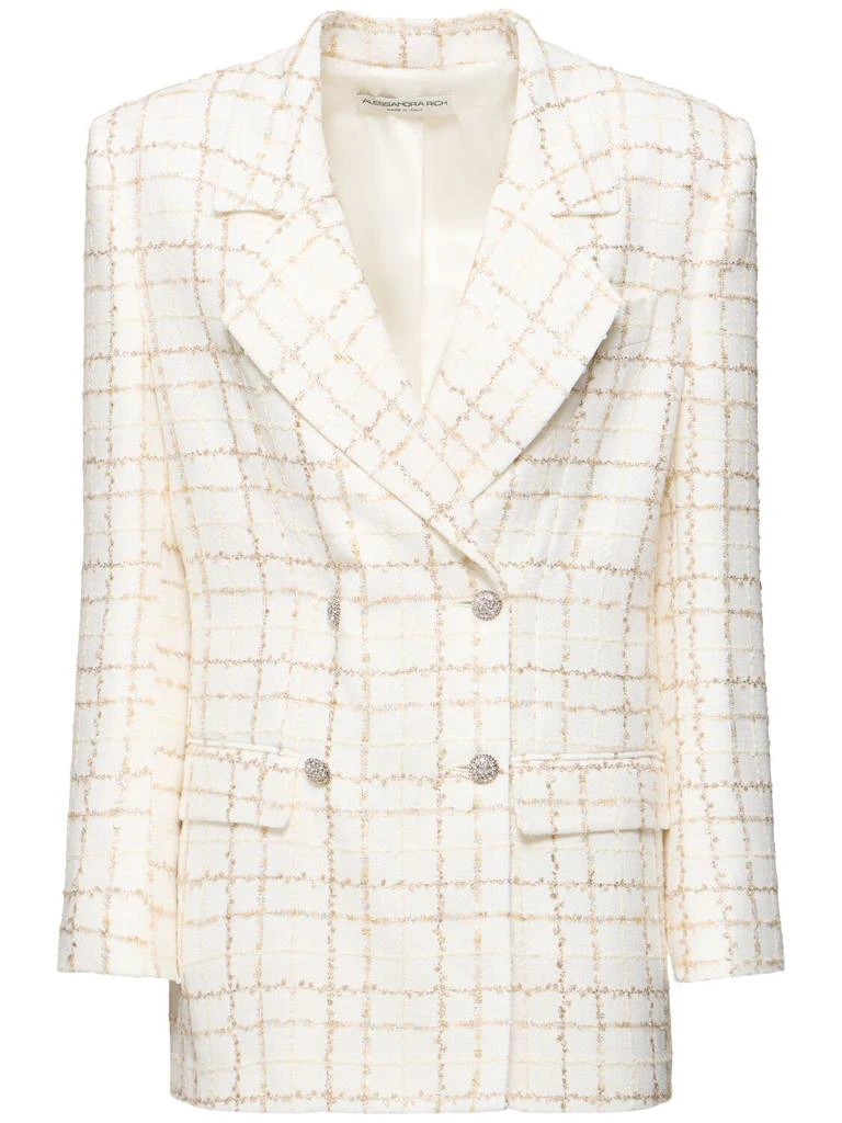 Alessandra Rich Oversized Sequined Checked Tweed Jacket 1