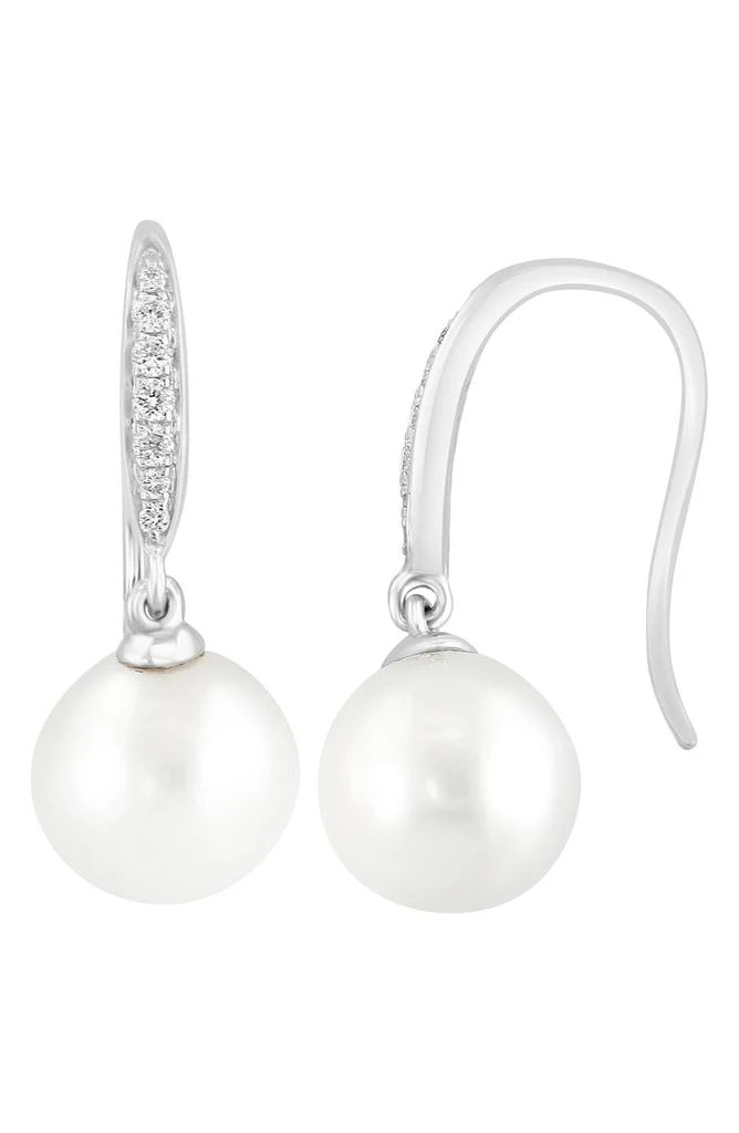 Effy 14K White Gold Diamond
7-8mm Freshwater Pearl Drop Earrings - 0.10 ctw