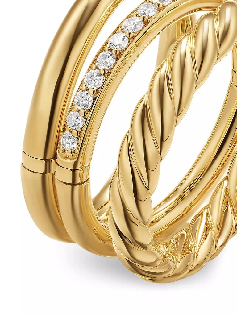David Yurman DY Mercer Three Row Ring in 18K Yellow Gold 4