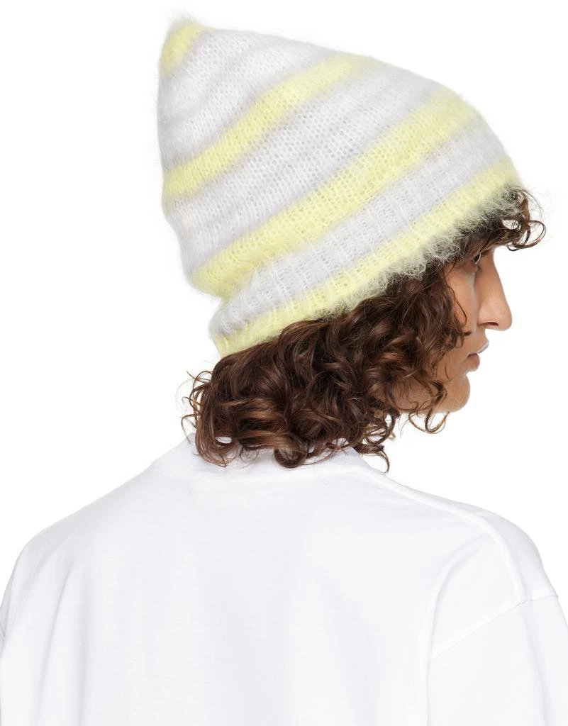 Marni White & Yellow Striped Mohair Beanie 3