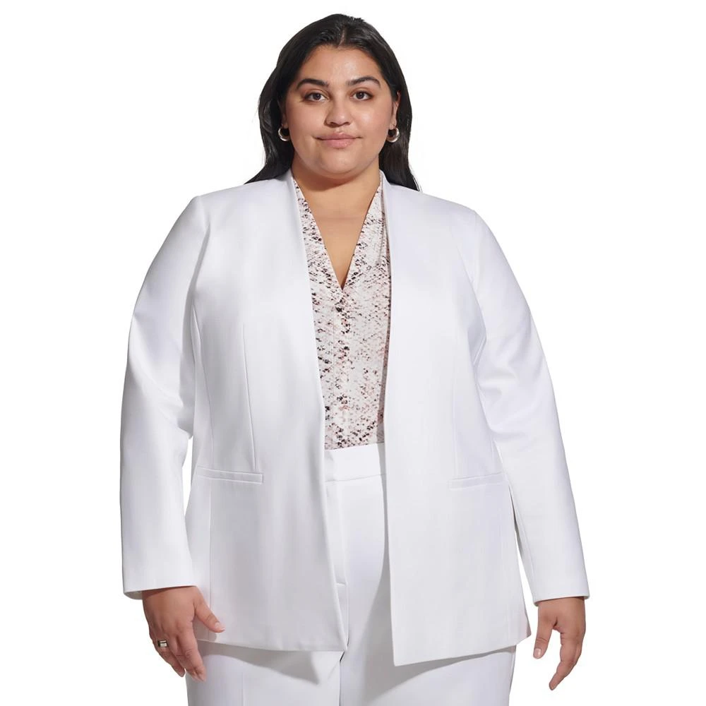 Calvin Klein Plus Size Collarless Open-Front Long-Sleeve Jacket 1