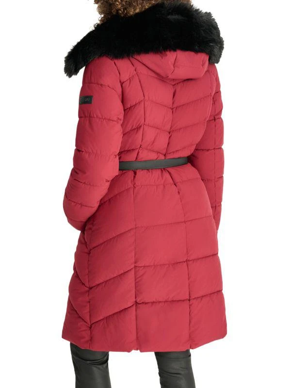 DKNY Missy Faux Fur Longline Puffer Coat With Bib 2