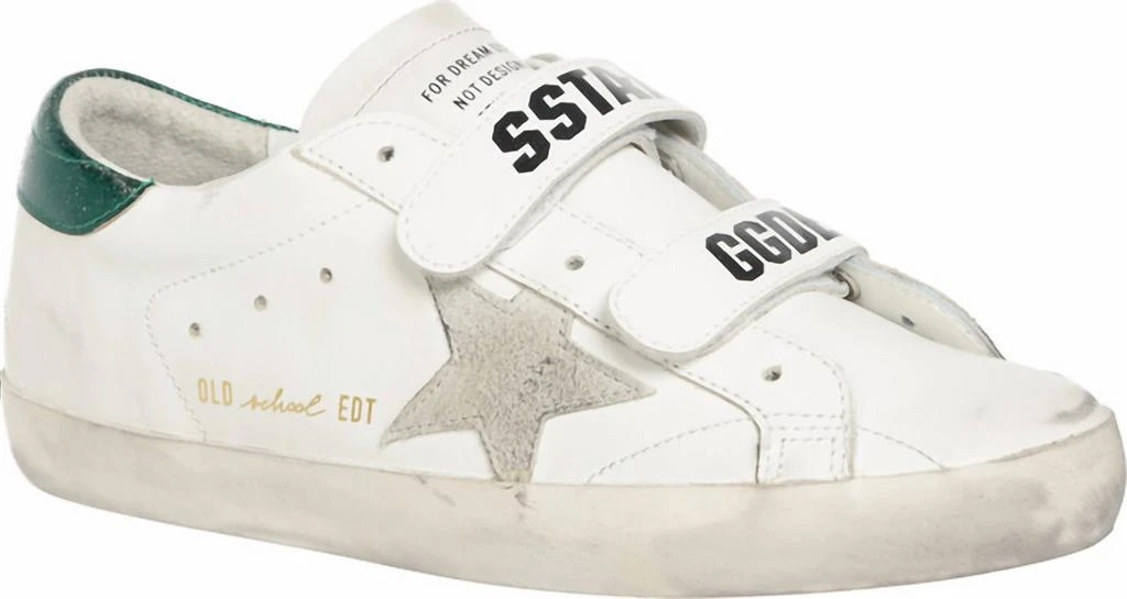 Golden Goose Women's Old School Sneakers In White, Ice, & Emerald Green 1