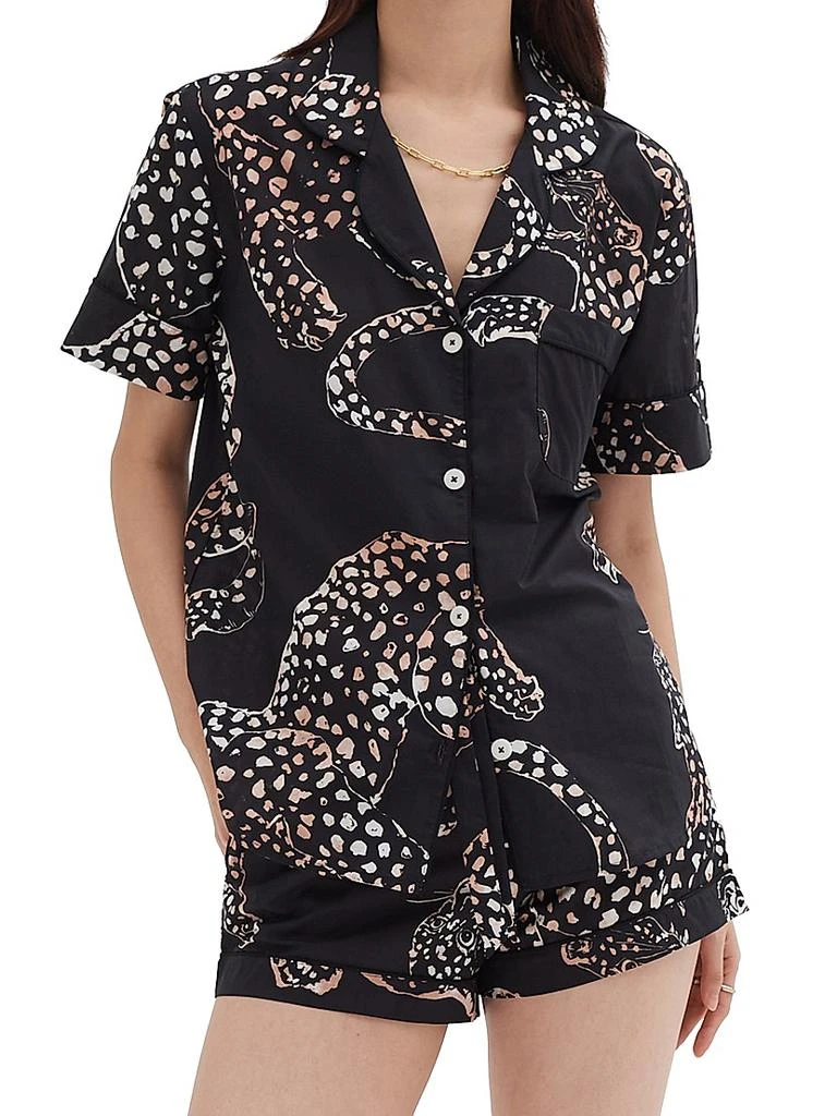 Desmond & Dempsey Jaguar Print Cotton Short Pajama Set 3