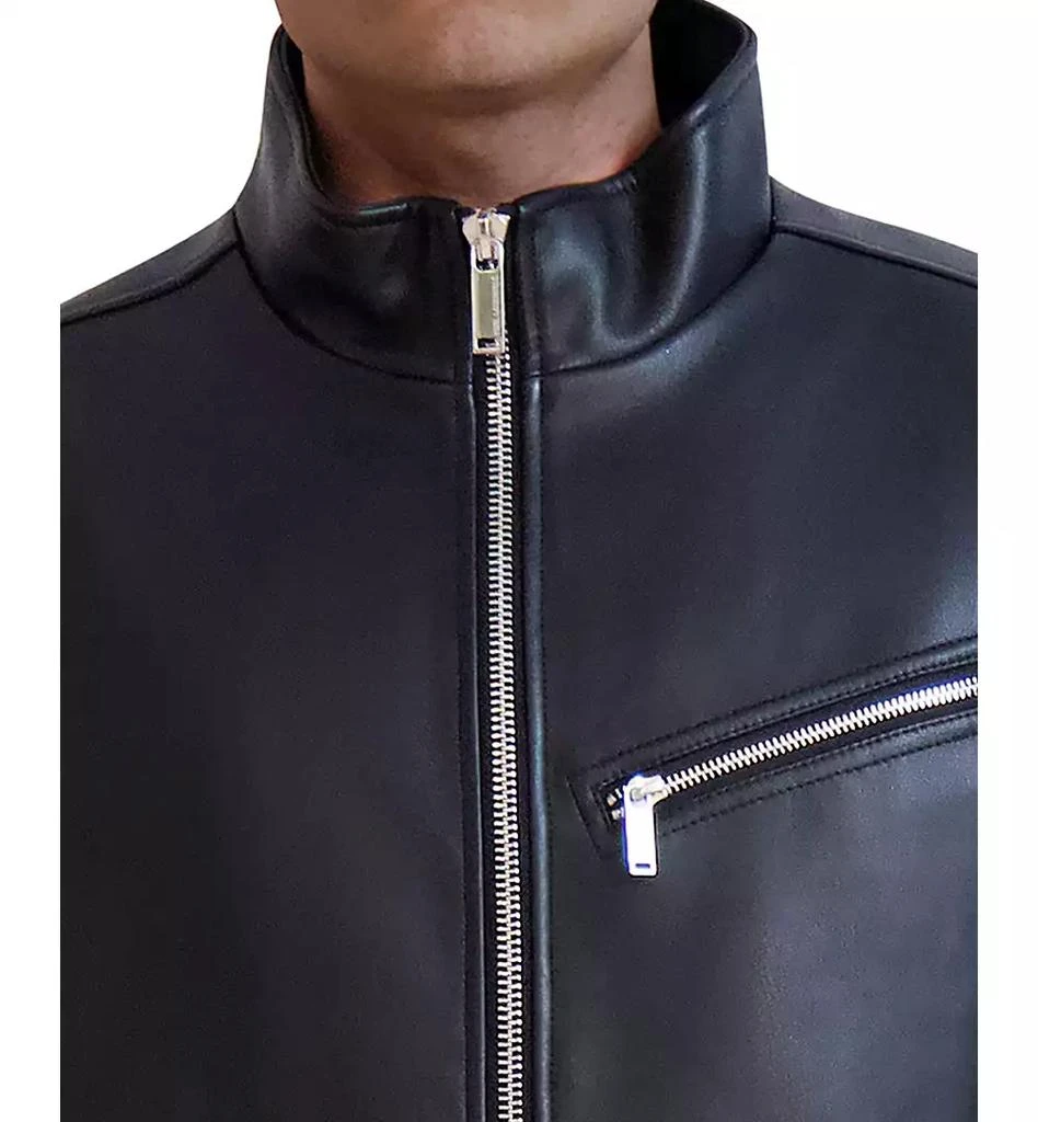 Karl Lagerfeld Paris Men's Faux-Leather Moto Jacket 4