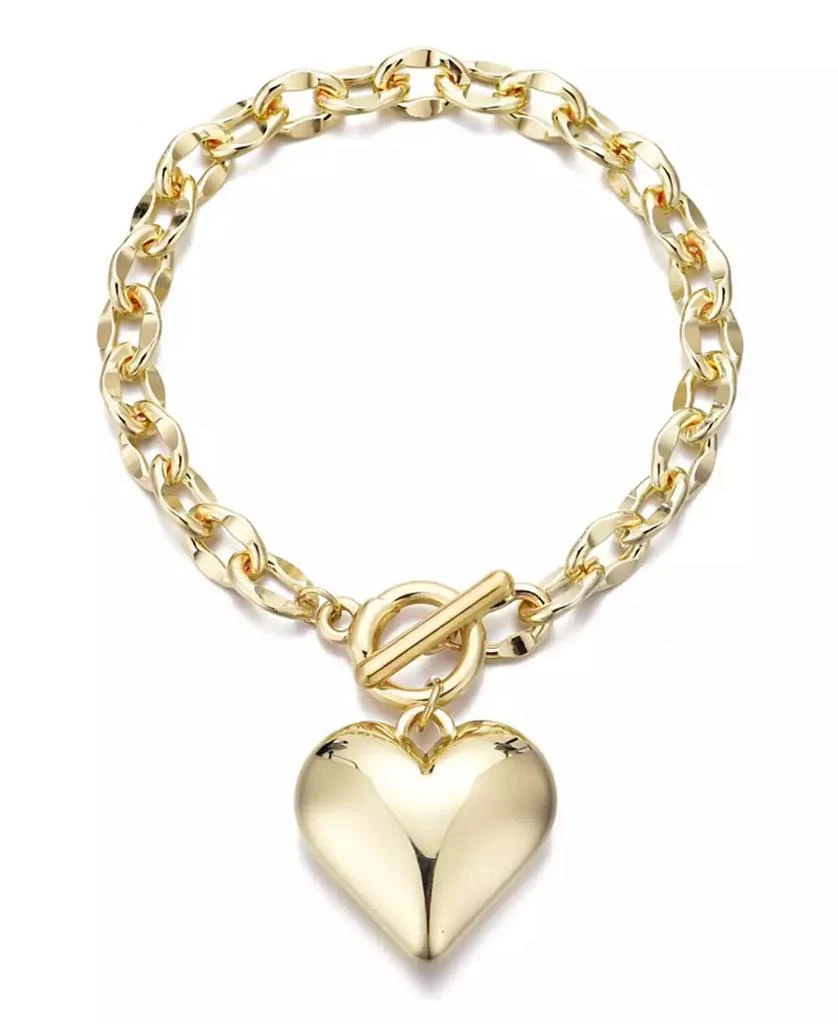 ADORNIA Gold Puffy Heart Link Bracelet