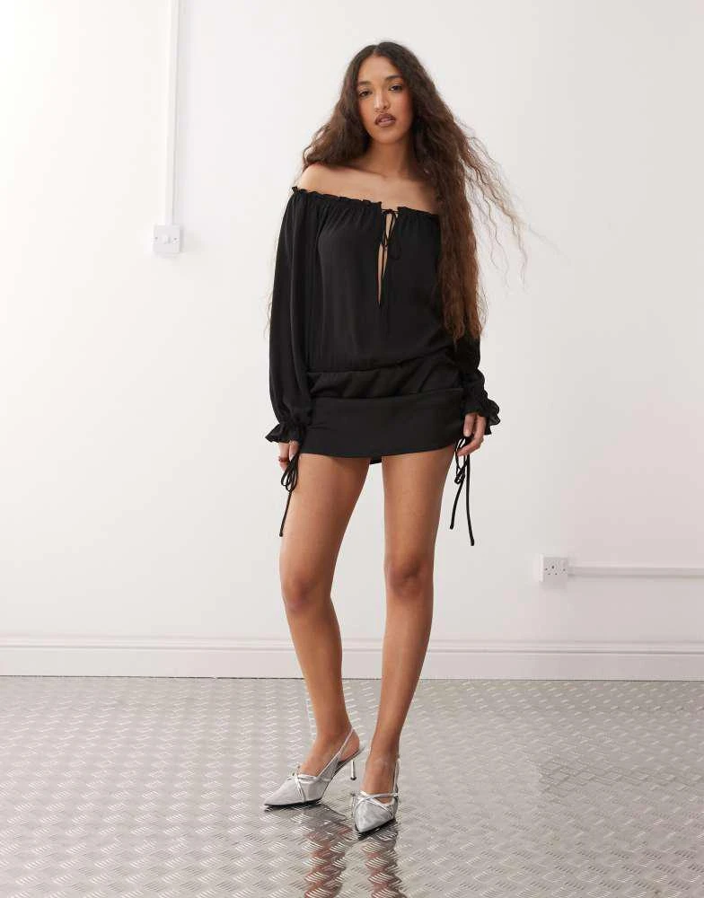 knee length dresses for ladies Black Bardot Mini Dress (Bardot) – Livvy & Will main image 0