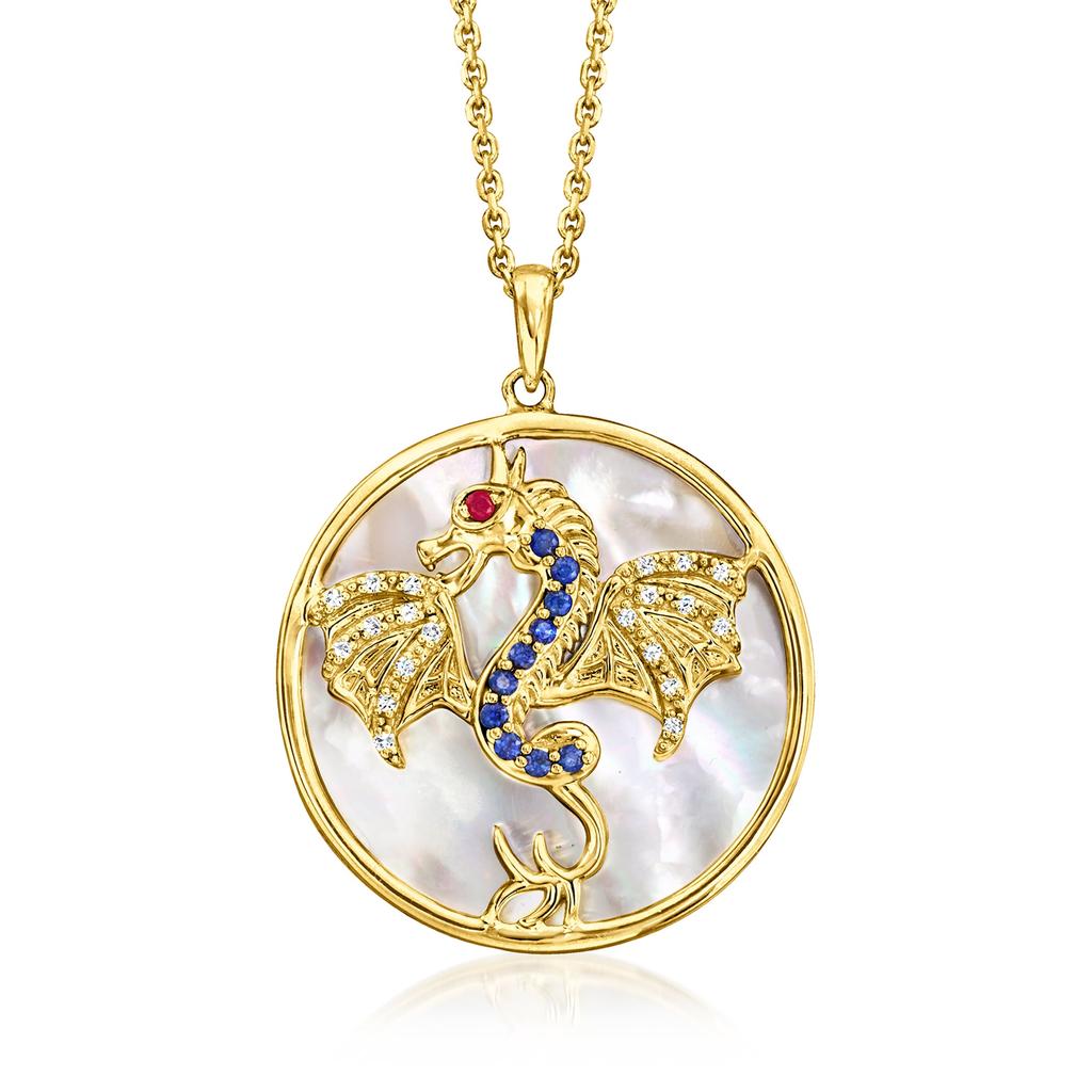 Ross-Simons Ross-Simons Multi-Gemstone and Multicolored Enamel Fox Pendant  Necklace in 18kt Gold Over Sterling - Jewelry - Free Shipping - BeyondStyle