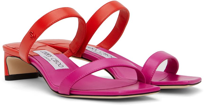 【関税込み】Jimmy Choo ピンク＆レッド Kyda 35 ヒールサンダル Jimmy Choo Pink & Red Kyda 35 Heeled Sandals - Shoes