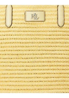 Ralph Lauren Ralph Lauren Leather Trim Straw Large Brie Tote Bag 5