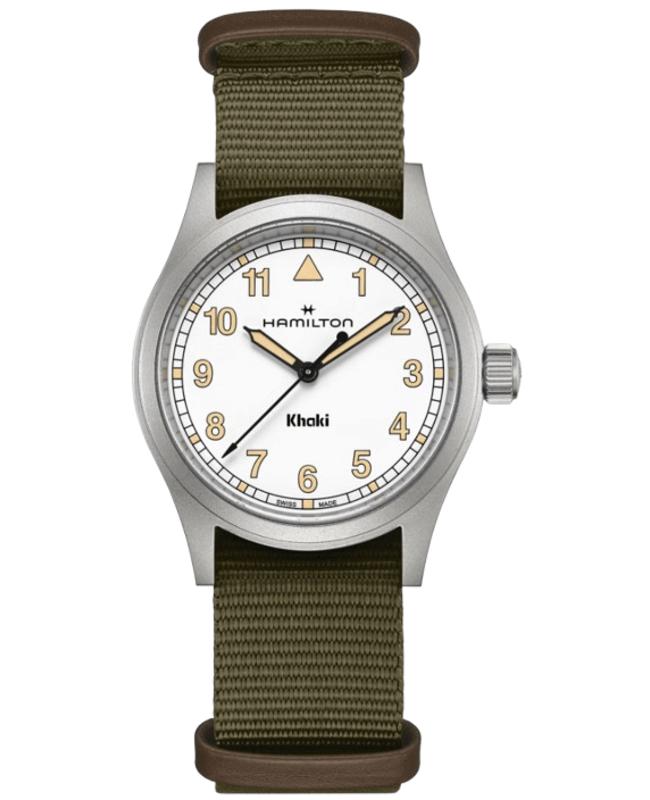 Hamilton Hamilton Khaki Field Quartz White Dial Green Fabric Strap Men's Watch H69401910