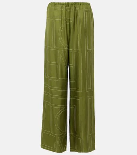 Totême Monogram silk twill wide-leg pants 1