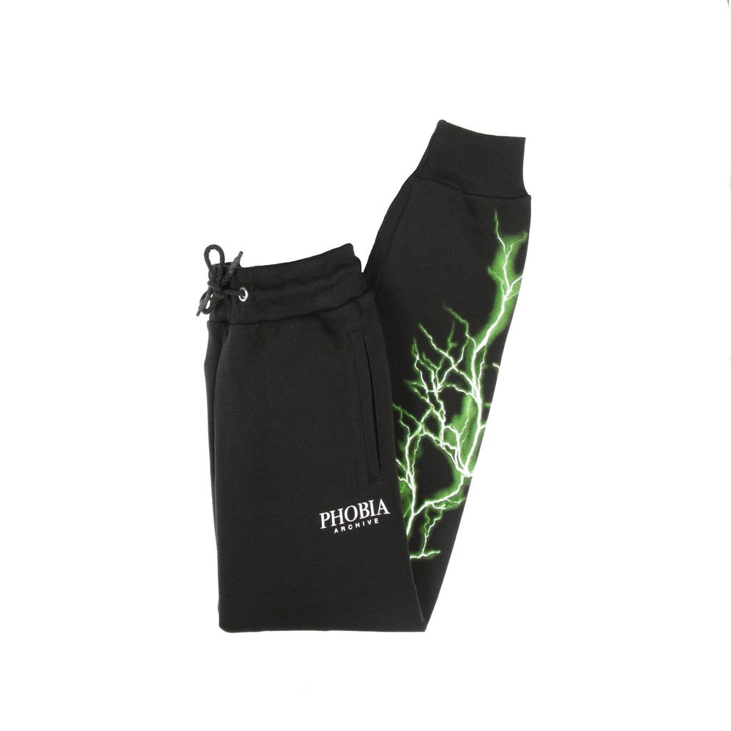 PHOBIA Lightweight Men's Tracksuit Pants Green Lightning Pants Black/green