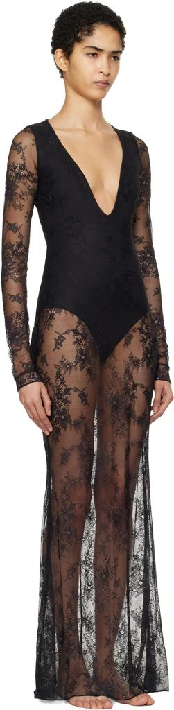 SKIMS Black Ultra Fine Lace Plunge Long Maxi Dress - Dresses & Skirts -  BeyondStyle