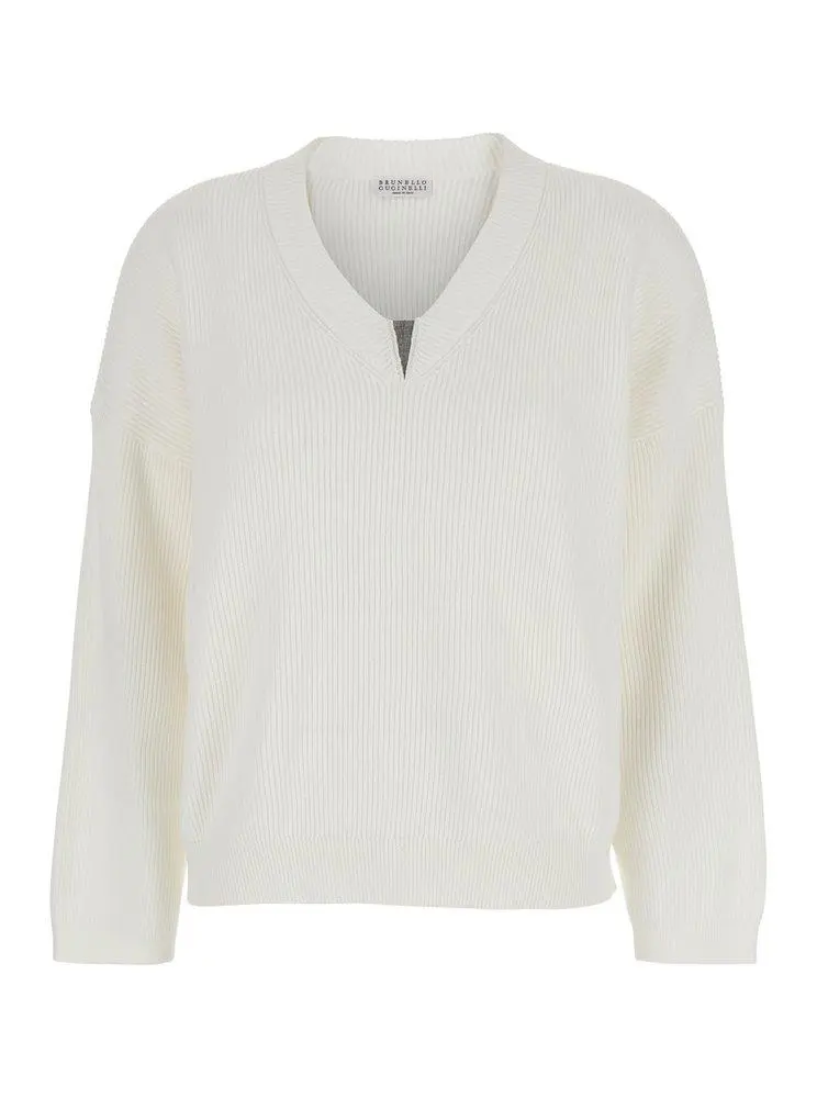 Brunello Cucinelli Brunello Cucinelli Monili-Embellished V-Neck Jumper