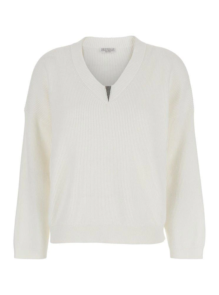 Brunello Cucinelli Brunello Cucinelli Monili-Embellished V-Neck Jumper
