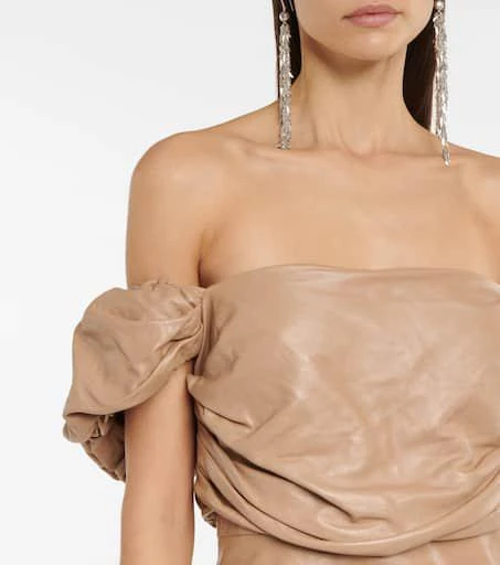Zeynep Arçay Off-shoulder leather minidress 4