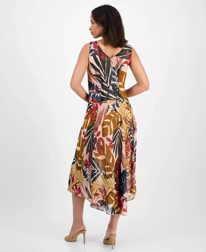 Robbie Bee Women's Printed Draped-Neck Asymmetric Dress 5
