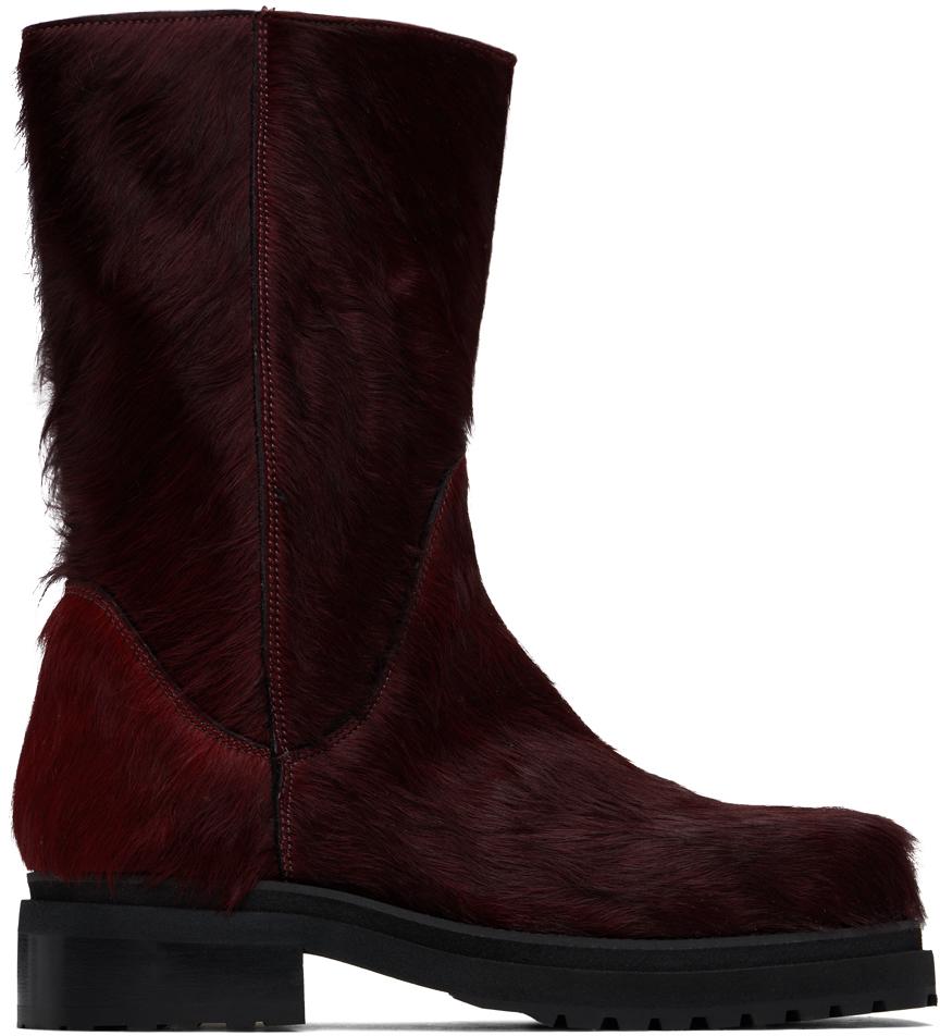 Eckhaus Latta Burgundy Stacked Boots