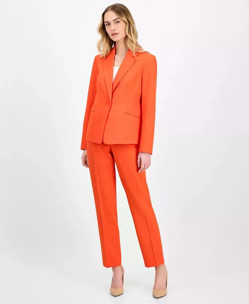 Le Suit Women
s Crepe One-Button Straight-Leg Pantsuit Set, Regular 
Petite