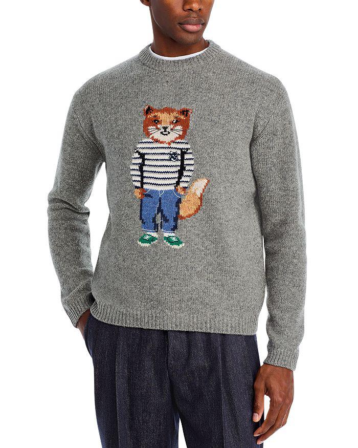 Maison Kitsune Dressed Fox Regular Fit Intarsia Wool Sweater