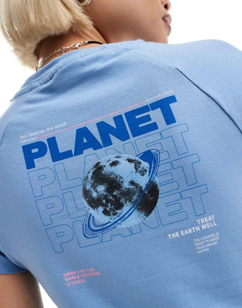 Noisy May Noisy May planet t-shirt in light blue 4