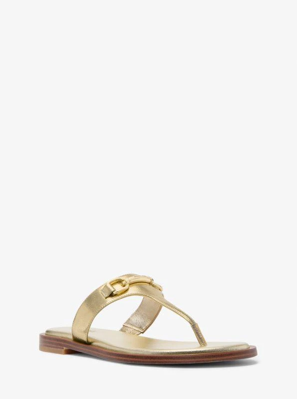 Michael Kors Carson Crackled Metallic Leather Sandal